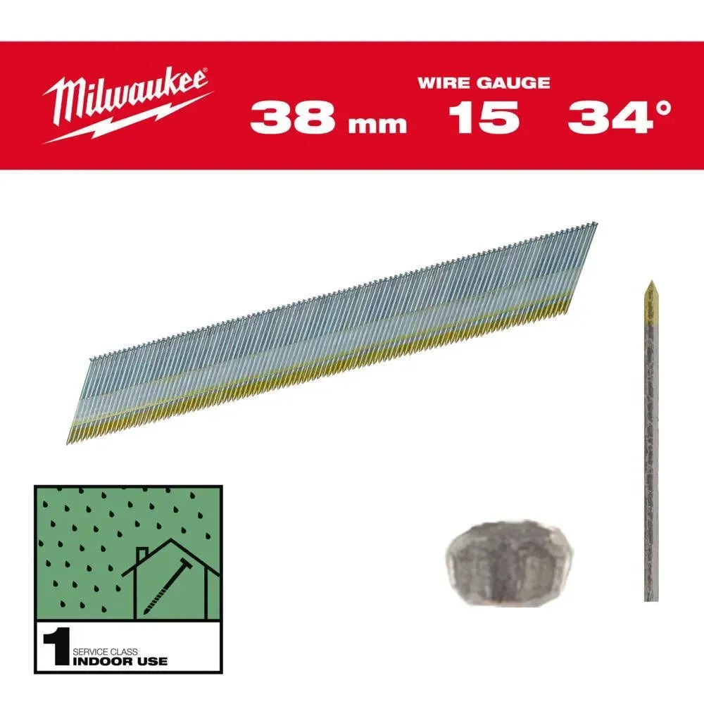 Milwaukee viimeistelynaulat, 15G, 34°, D-kanta - Puutarhakone