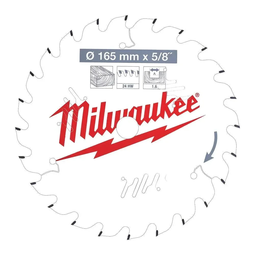 Milwaukee pyörösahanterä puulle W165/5/8"/24T - Puutarhakone