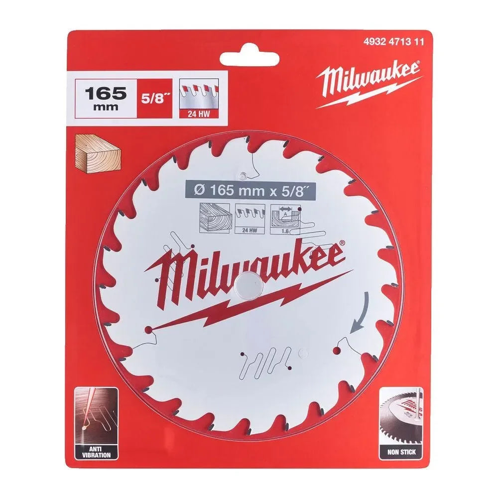 Milwaukee pyörösahanterä puulle W165/5/8"/24T - Puutarhakone
