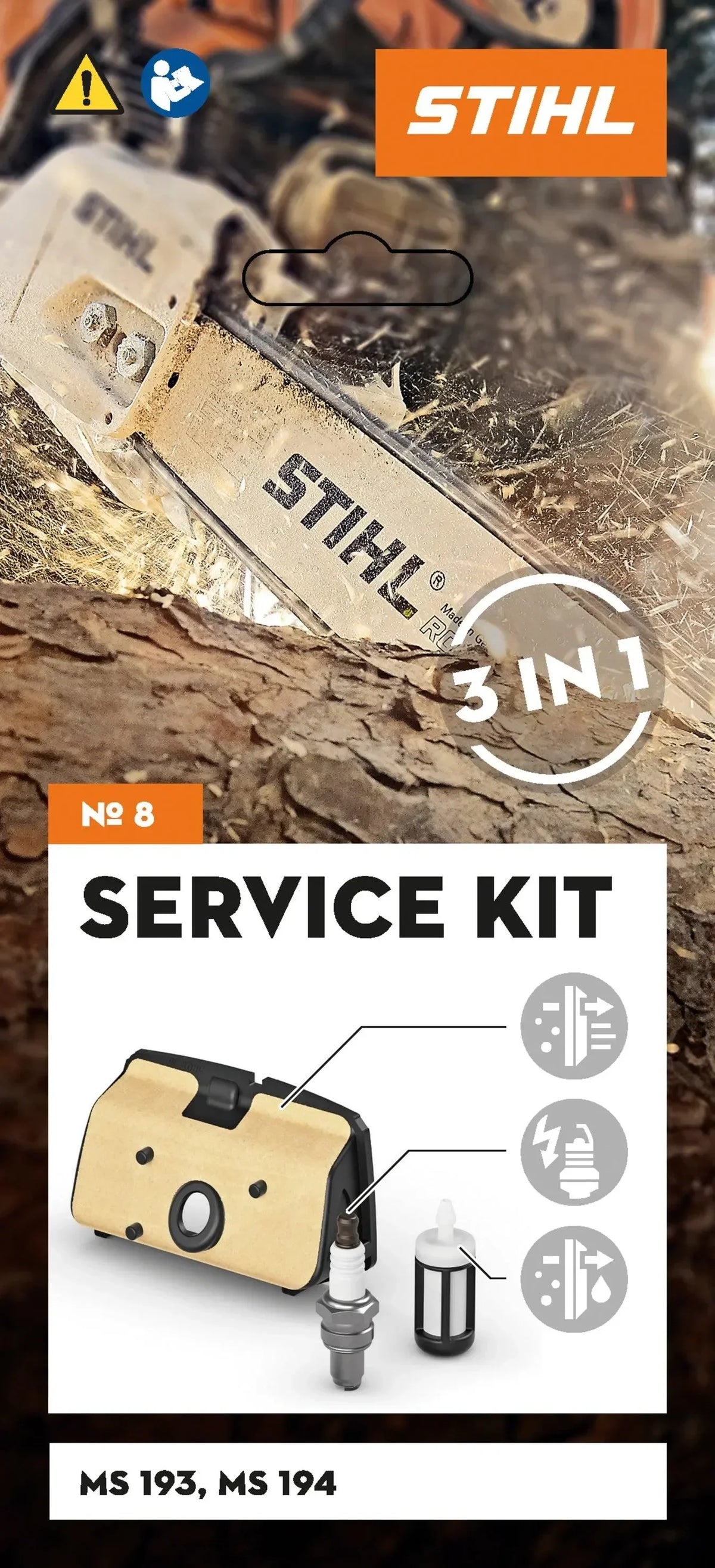 STIHL huoltosarja 8, MS 193, 194 - Puutarhakone