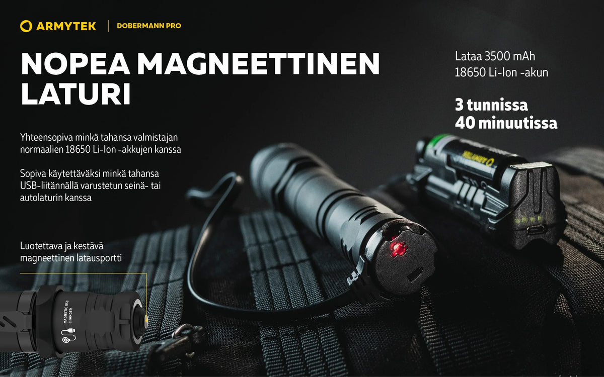 Armytek Dobermann Pro Magnet USB Sand (lämmin valo)