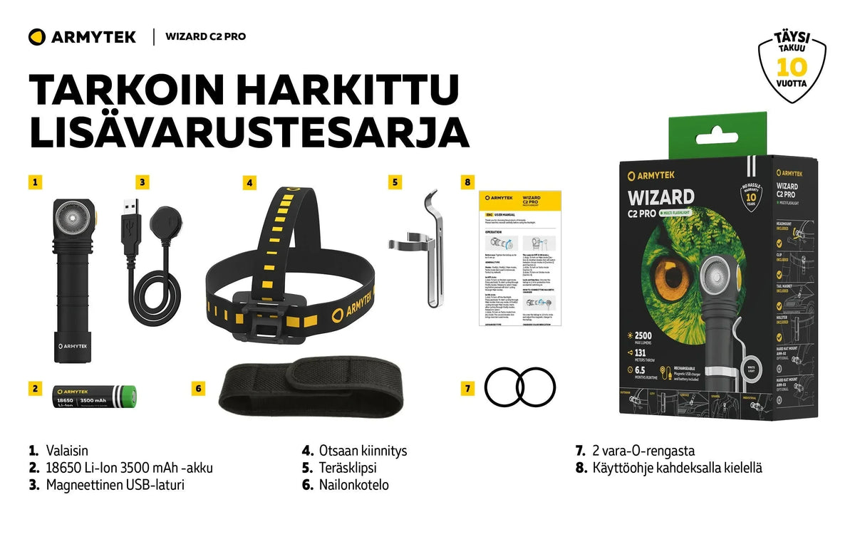 Armytek Wizard C2 Pro Magnet USB -otsavalo - Puutarhakone