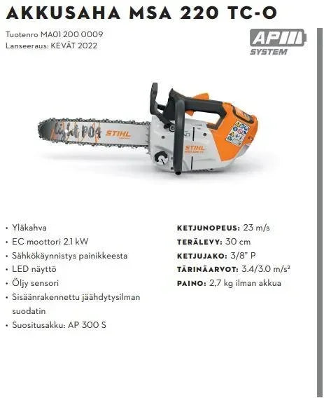 STIHL MSA 220 TC-O akkusaha runko - Puutarhakone